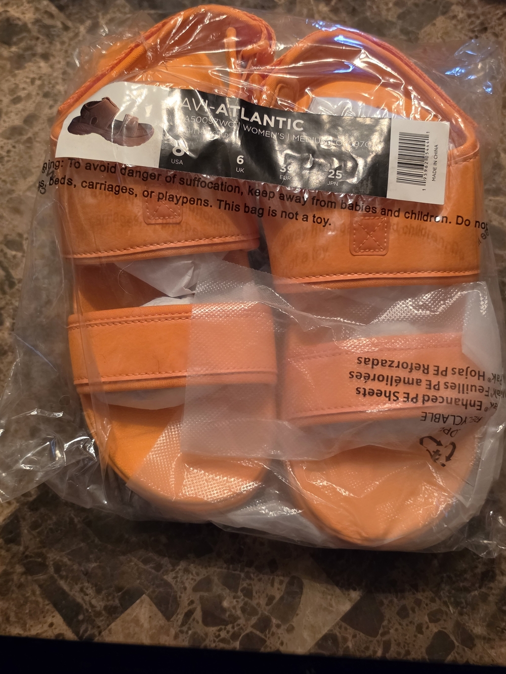 Womens Bright Orange Hook-and-Loop Sport Sandals - Picture 6 of 7